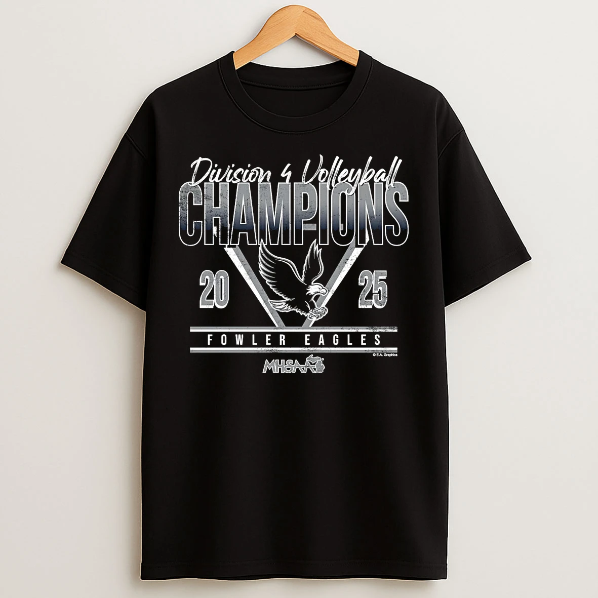 Classic Fowler Eagles 2025 Volleyball D4 Champions T Shirts