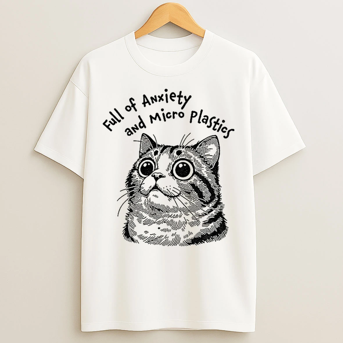 Classic Full Of Anxiety And Microplastics Cat Meme T Shirts