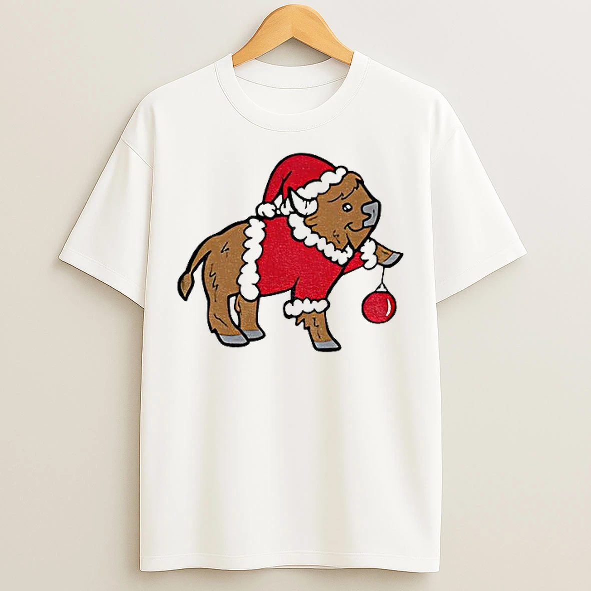 Classic Funny Buffalo Holding Christmas Bauble Buffalo Bills Nfl Football 2025 Christmas T Shirts