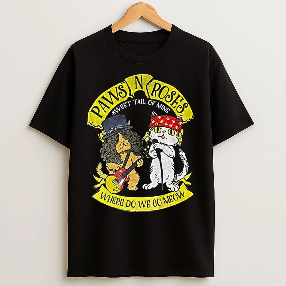 Classic Funny Cats Paws N Roses Sweet Tail Of Mine Where Do We Go Meow T Shirts