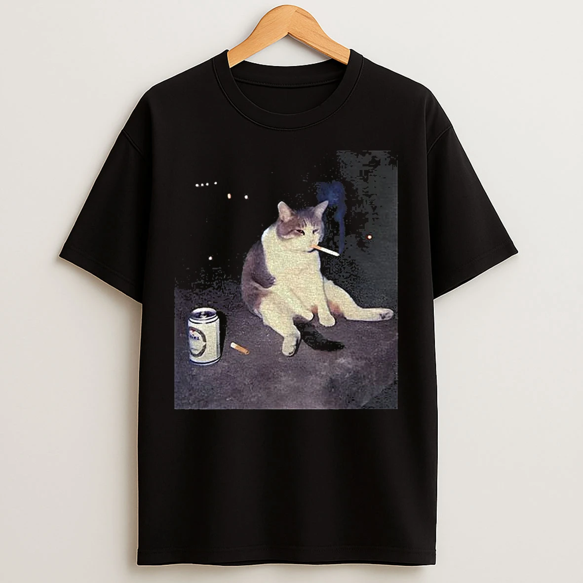 Classic Funny Smoking Cat Cigarette Cat T Shirts