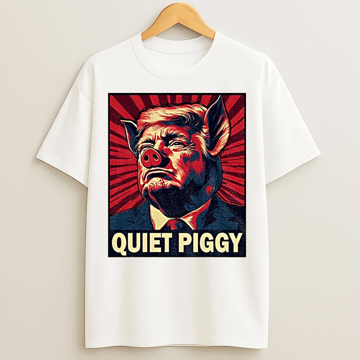 Classic Funny Trump Viral Interview Saying Quiet Quiet Piggy T Shirts