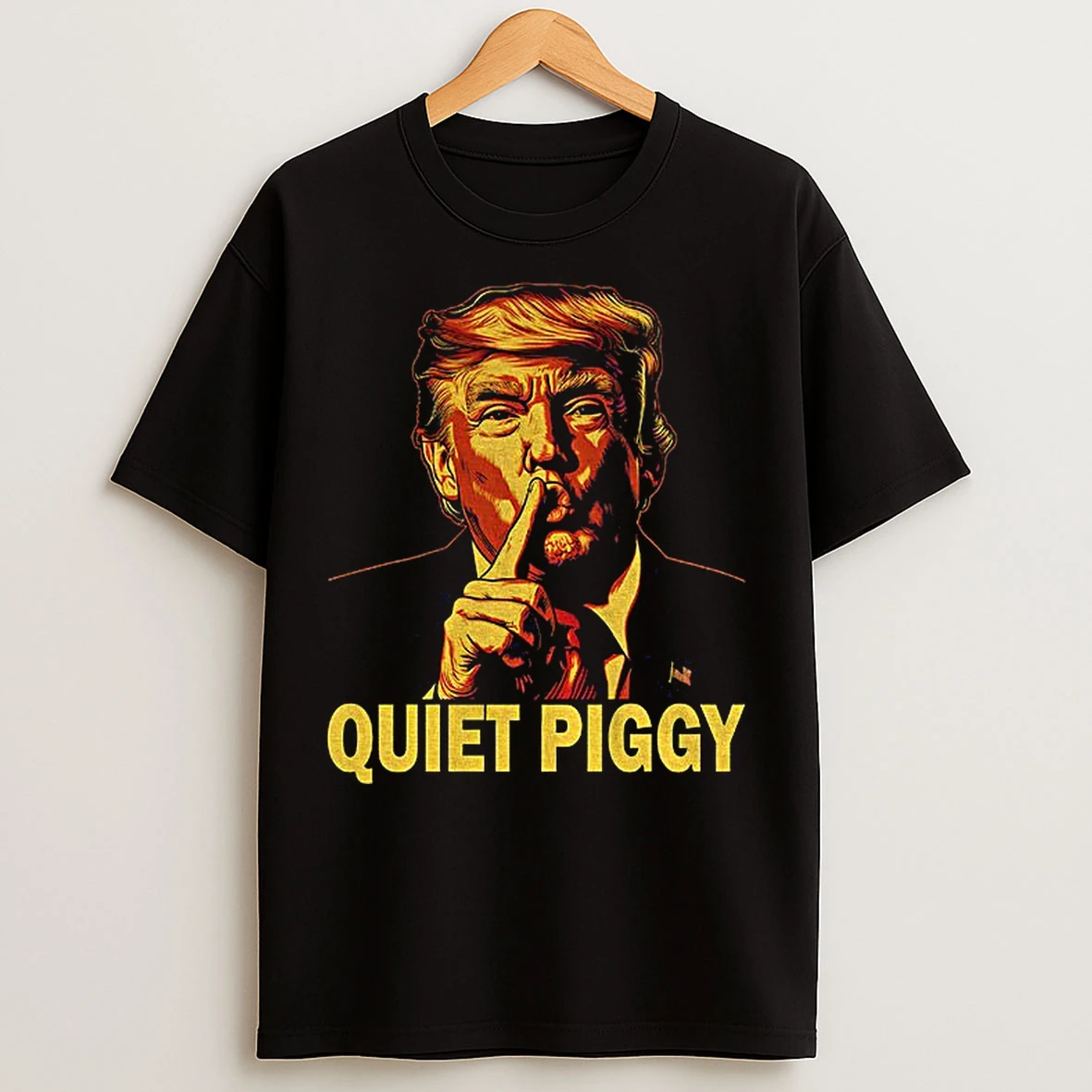 Classic Funny Trump Viral Interview Saying Quiet Quiet Piggy To Reporter T Shirts