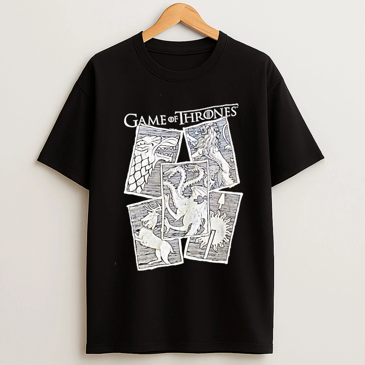 Classic Game Of Thrones Wolves Dragons And Lions Vintage T Shirts