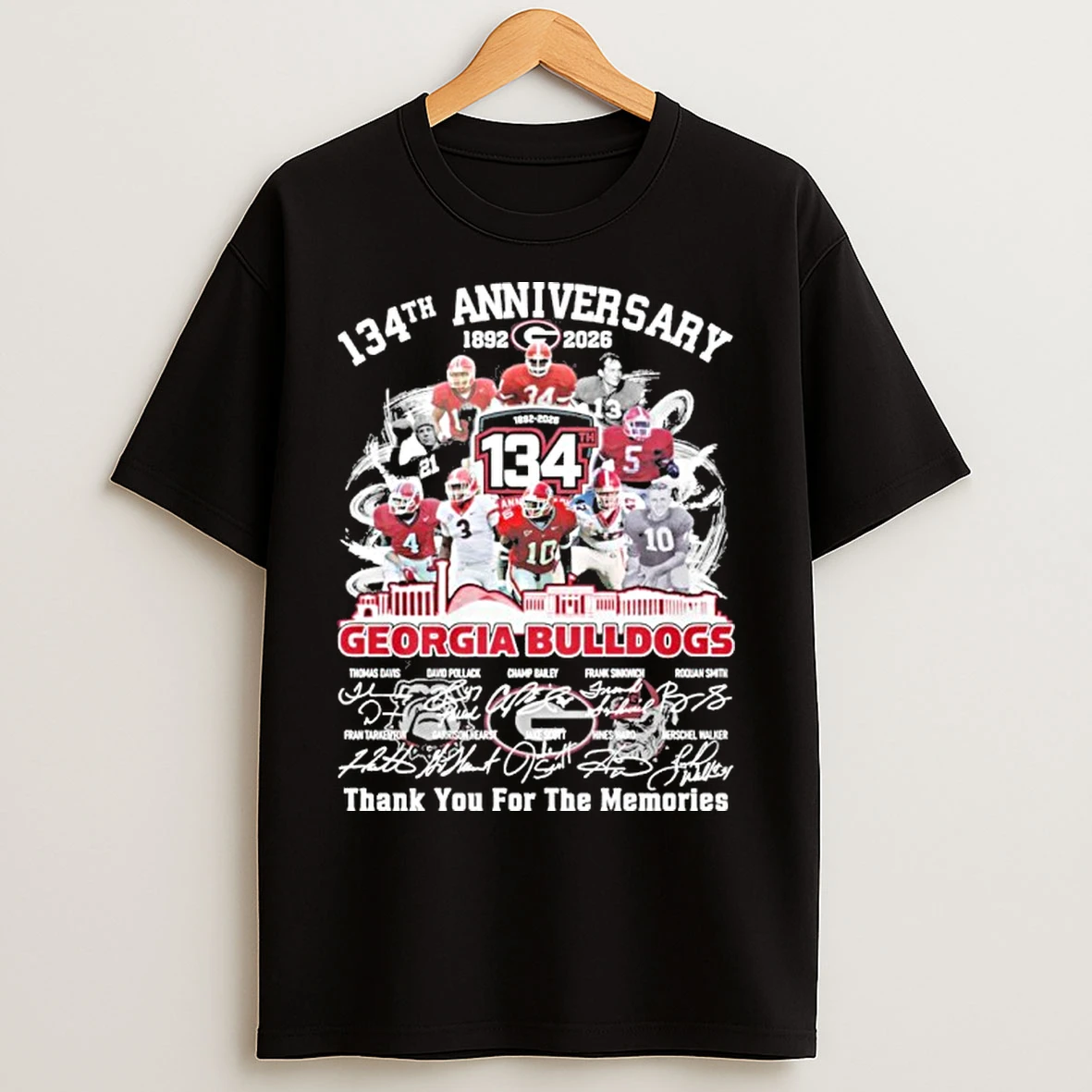 Classic Georgia Bulldogs 134th Anniversary 1892 2026 Signatures T Shirts