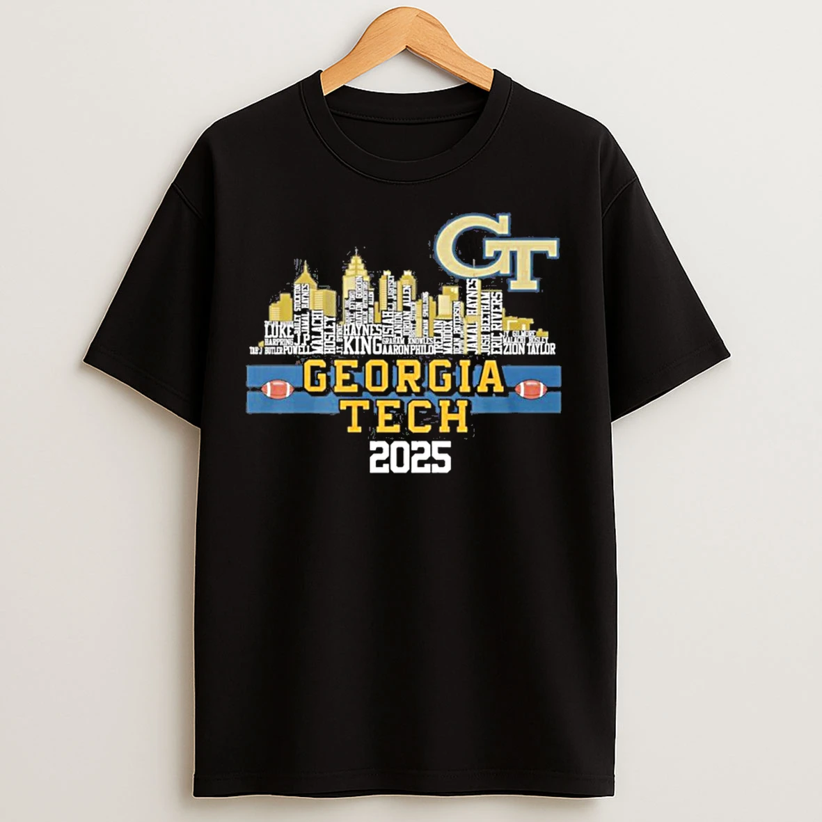 Classic Georgia Tech Football 2025 Skyline Players Name T Shirts