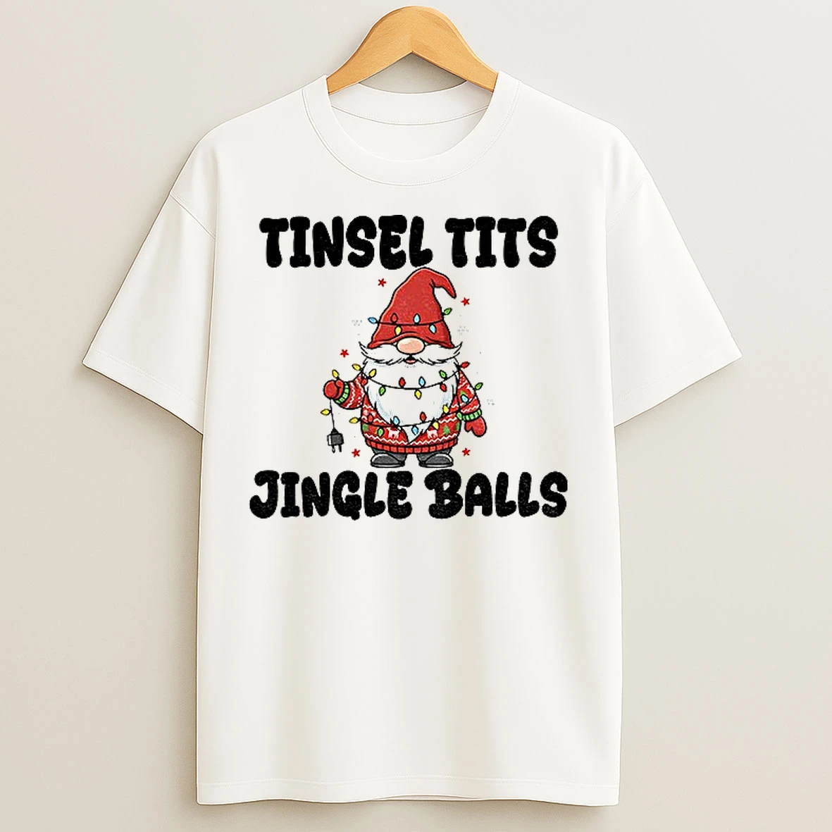 Classic Gnome Christmas Tree Tinsel Tits Jingle Balls Merry Christmas T Shirts