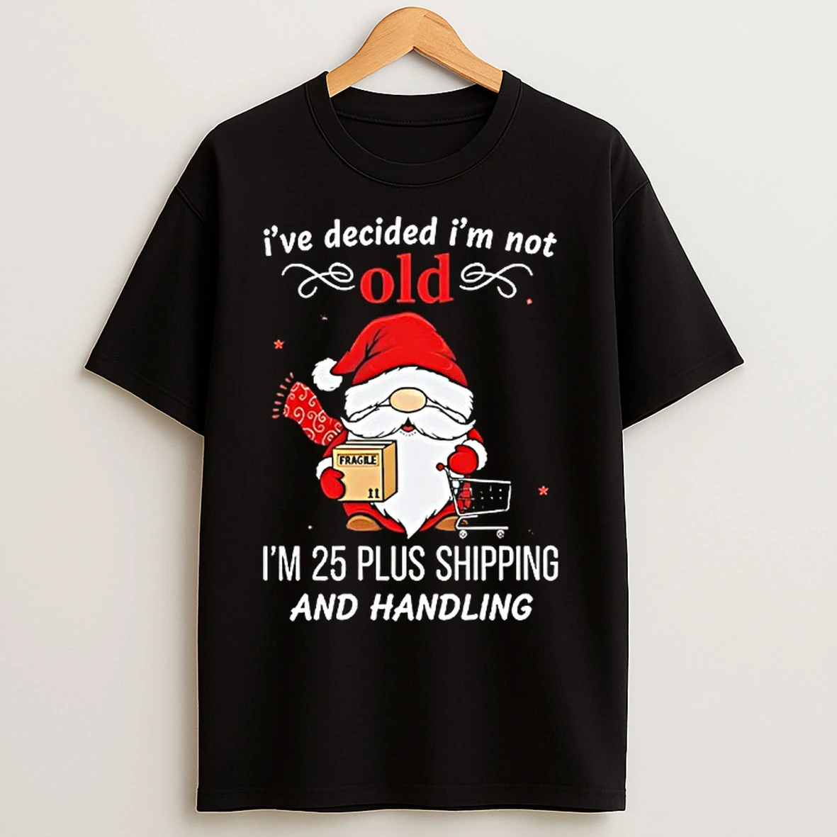 Classic Gnome Santa Ive Decided Im Not Old Im 25 Plus Shipping And Handling Merry Christmas T Shirts