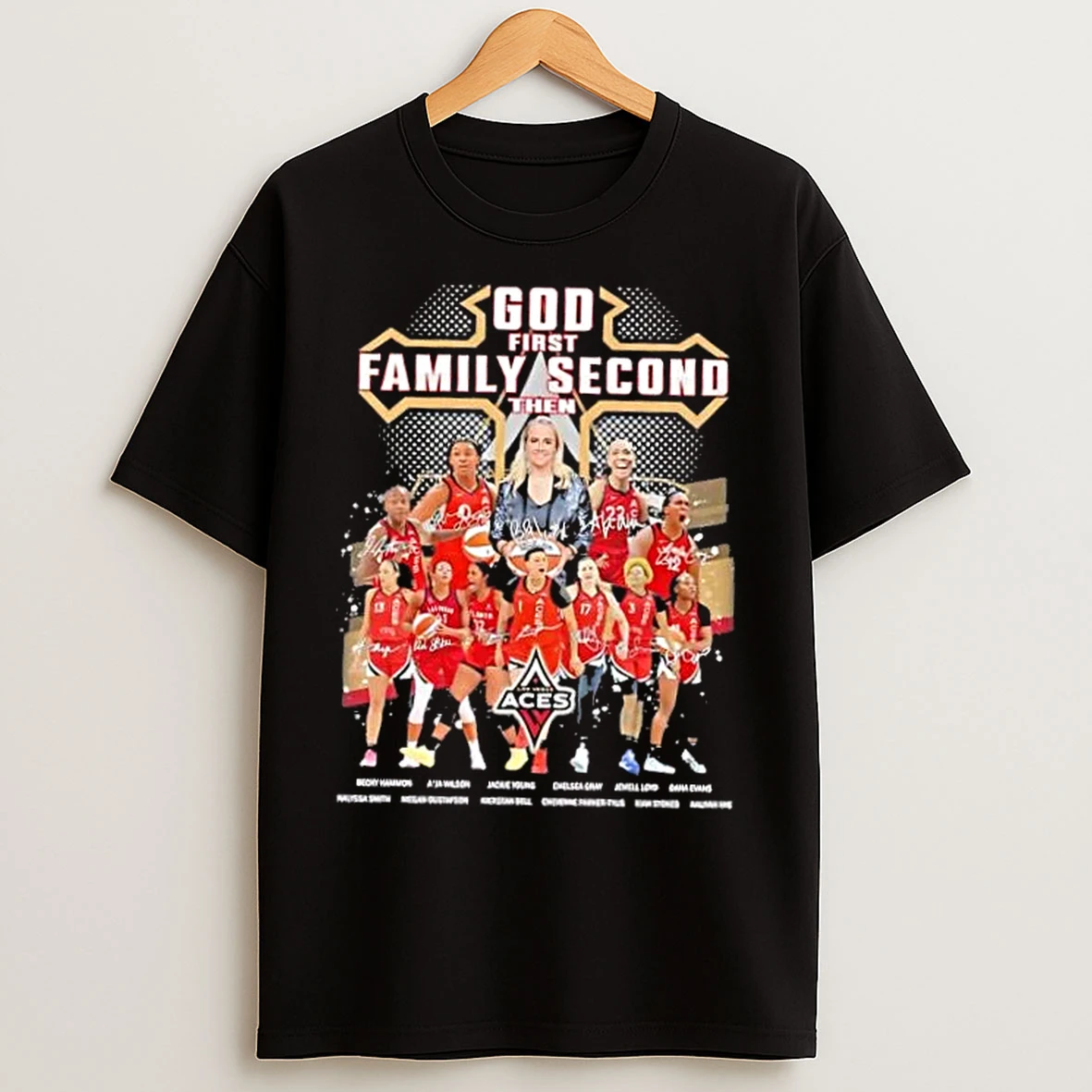 Classic God First Family Second Then Las Vegas Aces All Names Players T Shirts
