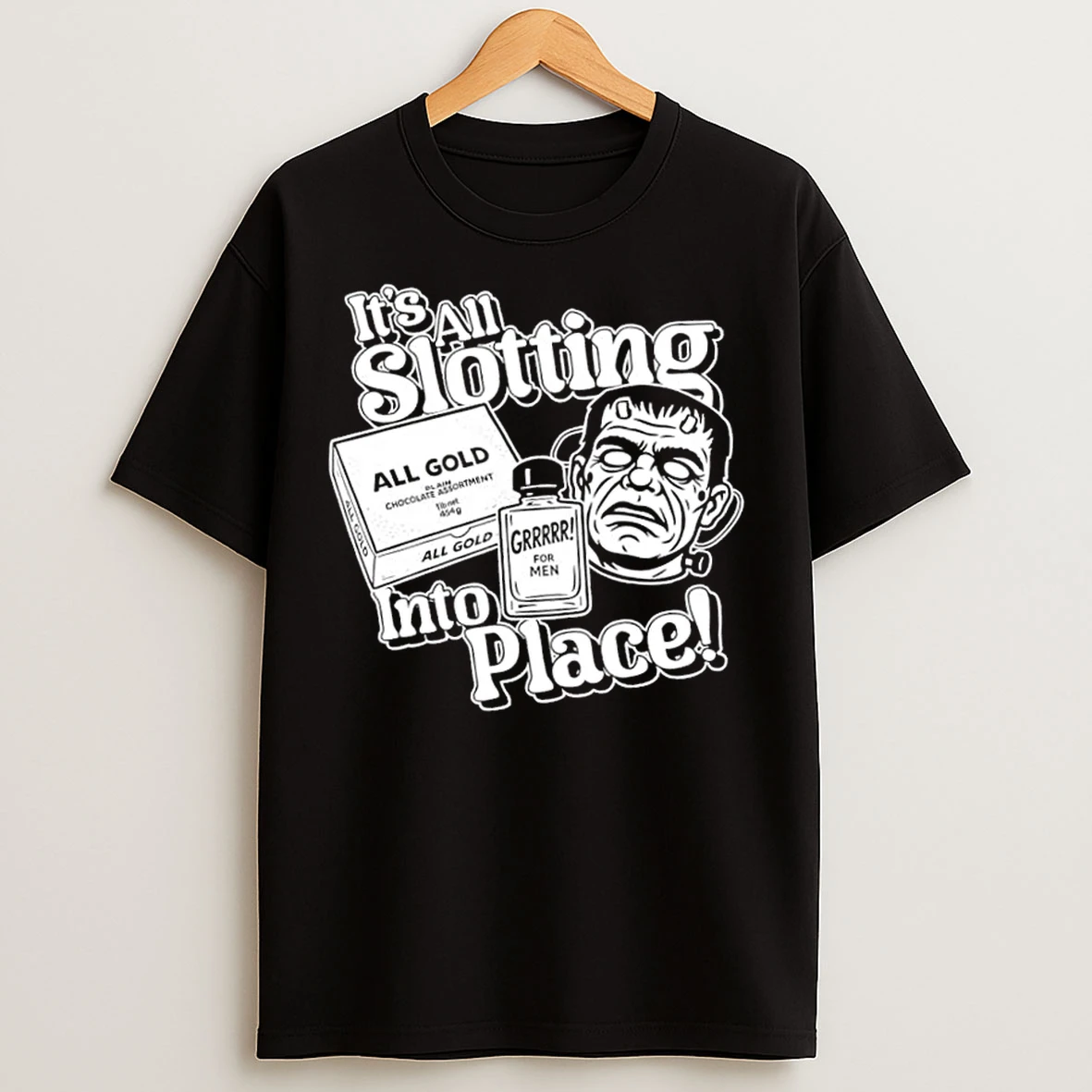 Classic Gold Frankenstein And Grrrr Bottom Christmas T Shirts