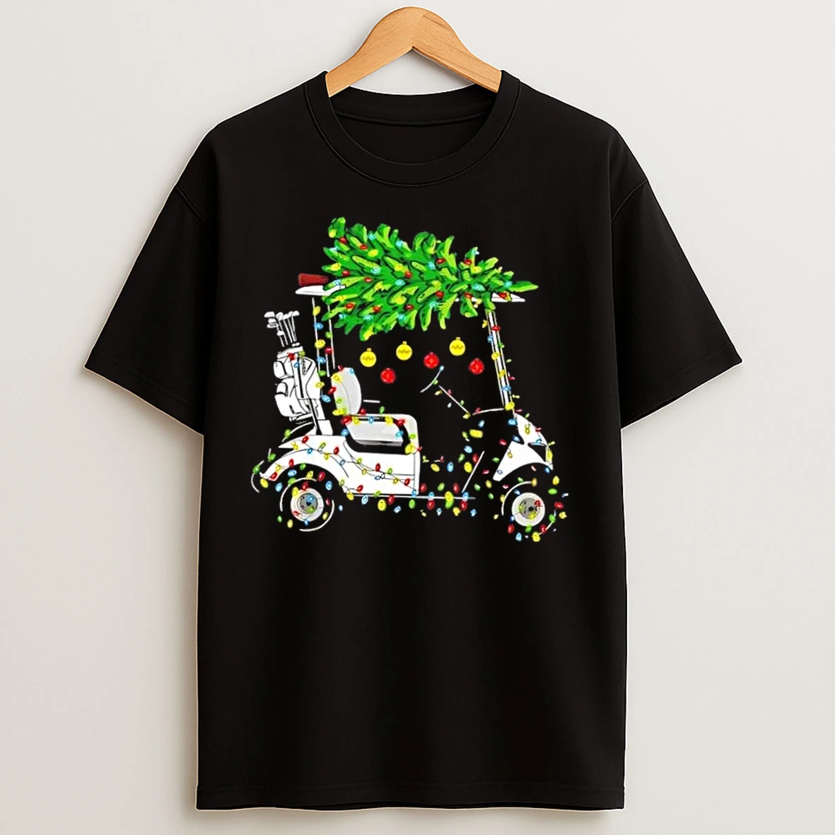 Classic Golf Cart Christmas Tree Lights T Shirts
