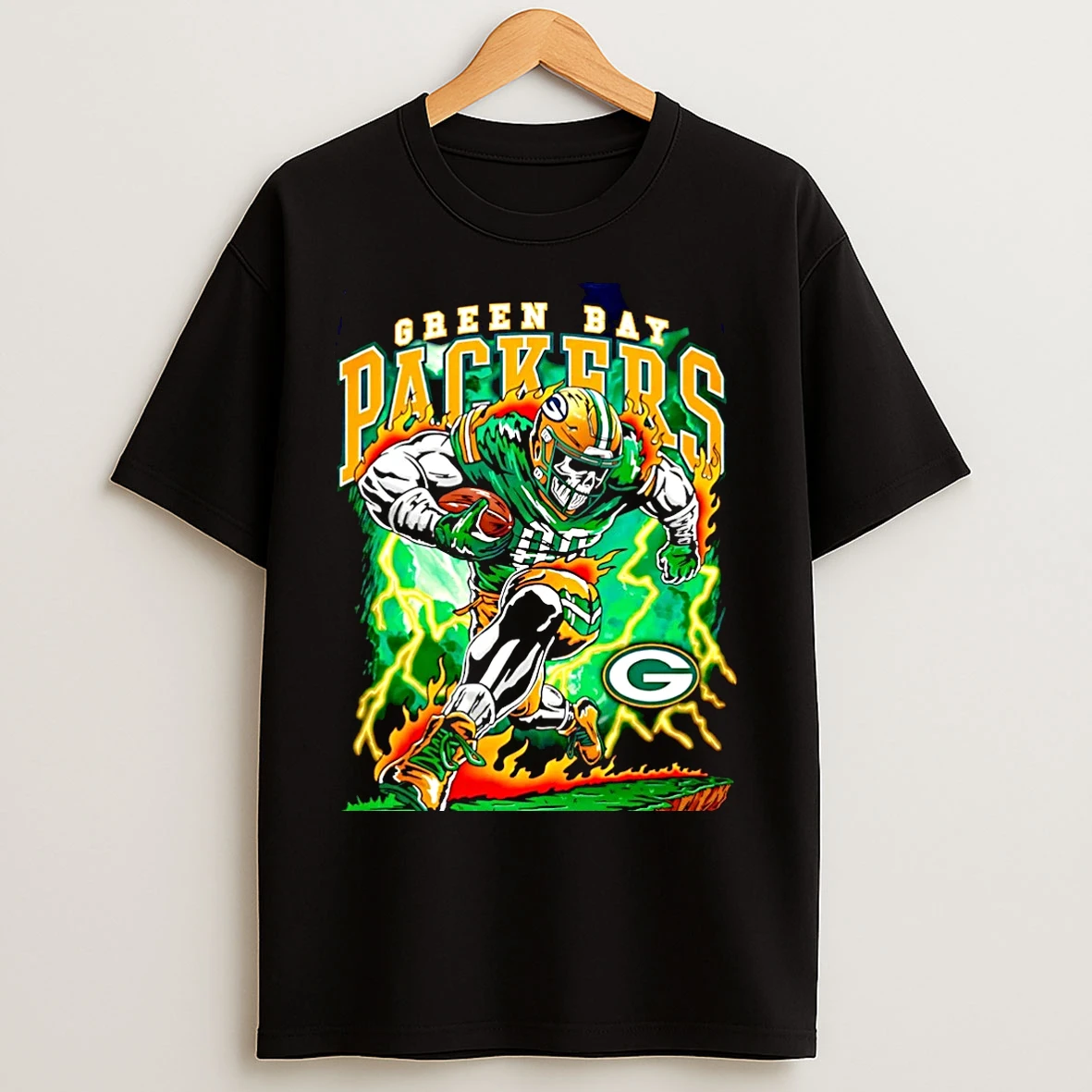Classic Green Bay Packers Rush Player Skeleton Christmas T Shirts