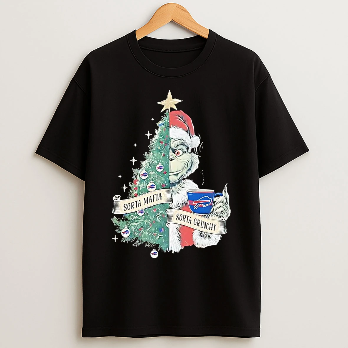 Classic Grinch Buffalo Bills Sorta Mafia Sorta Grinchy Christmas Tree T Shirts