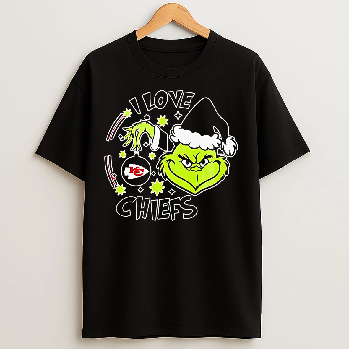 Classic Grinch I Love Kansas City Chiefs Christmas T Shirts