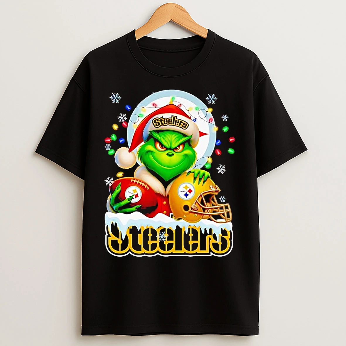 Classic Grinch Pittsburgh Steelers Christmas Light T Shirts