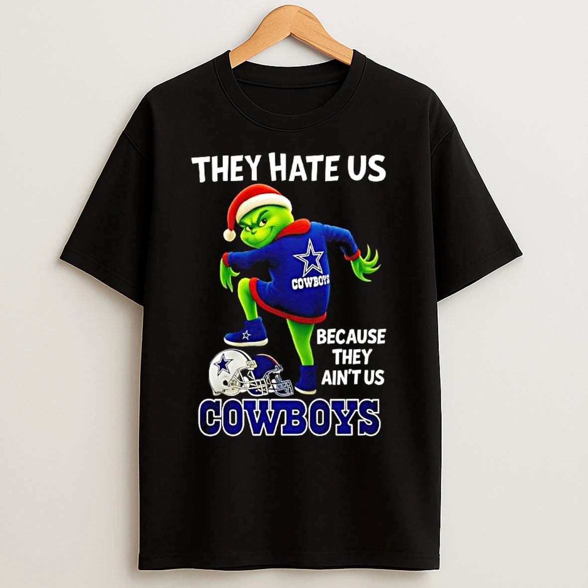 Classic Grinch Santa Hat They Hate Us Because They Aint Us Dallas Cowboys T Shirts