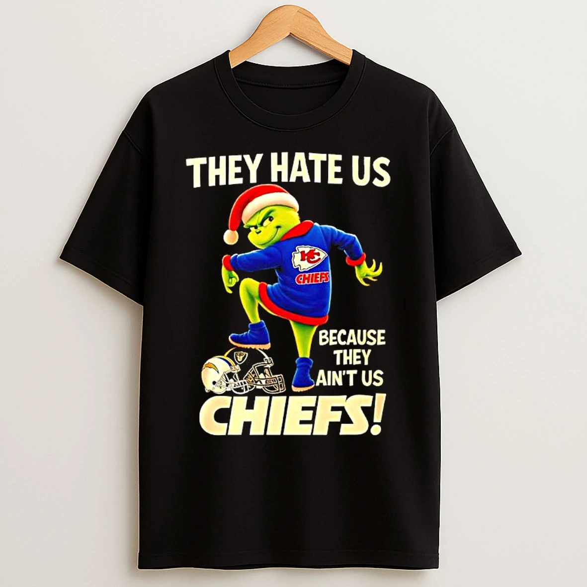 Classic Grinch Santa Hat They Hate Us Because They Aint Us Kansas City Chiefs T Shirts