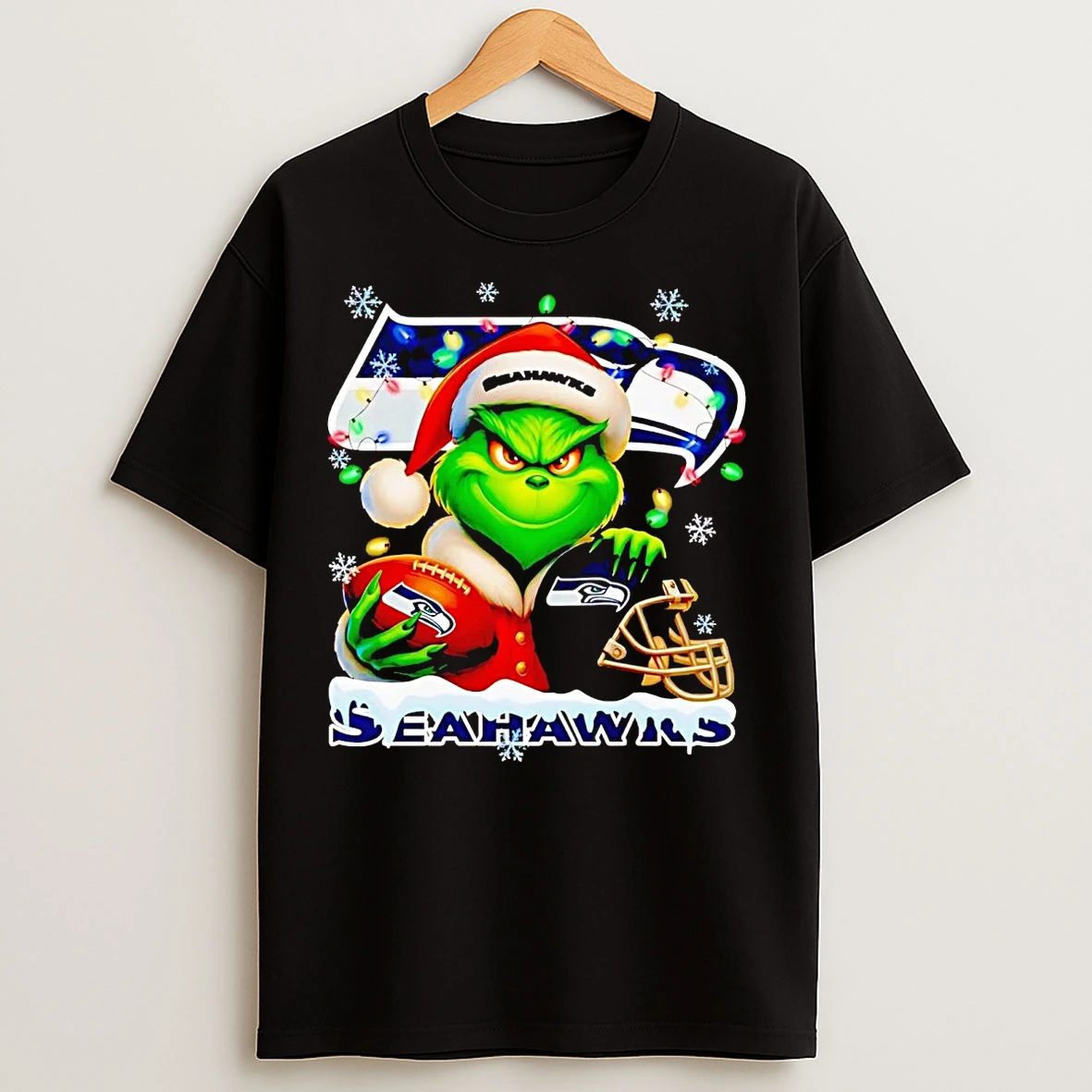 Classic Grinch Seattle Seahawks Christmas Light T Shirts