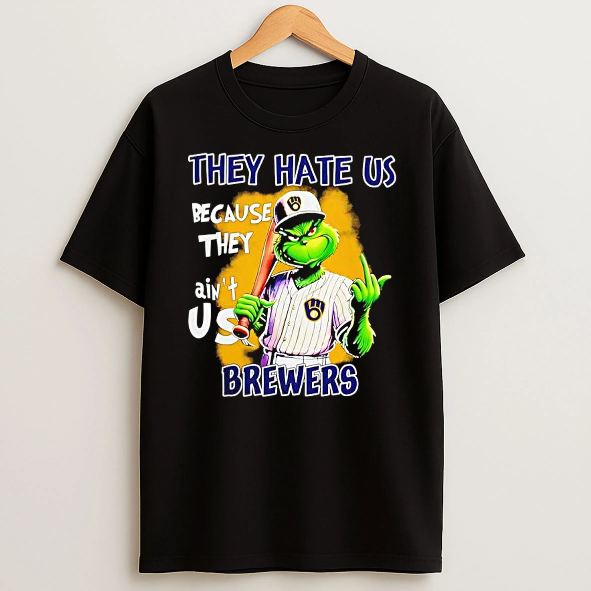 Classic Grinch They Hate Us Because Aint Us Milwaukee Brewers Christmas 25 T Shirts