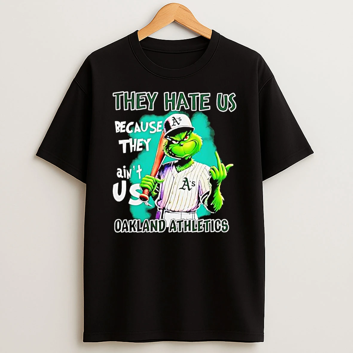 Classic Grinch They Hate Us Because Aint Us Oakland Athletics Christmas 25 T Shirts