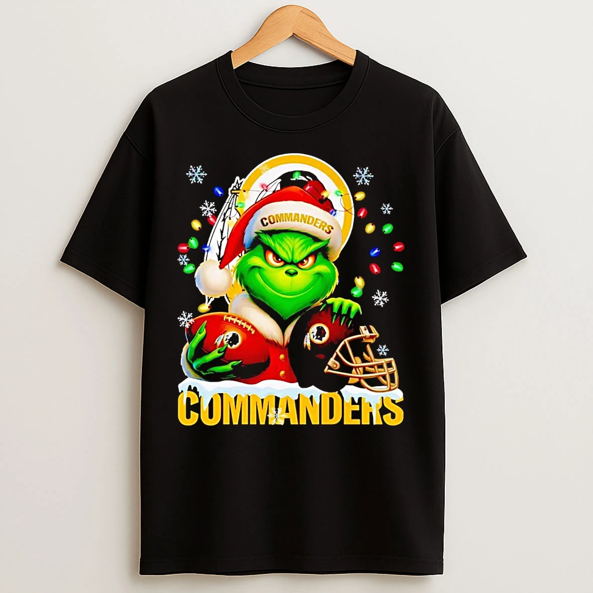 Classic Grinch Washington Commanders Christmas Light T Shirts
