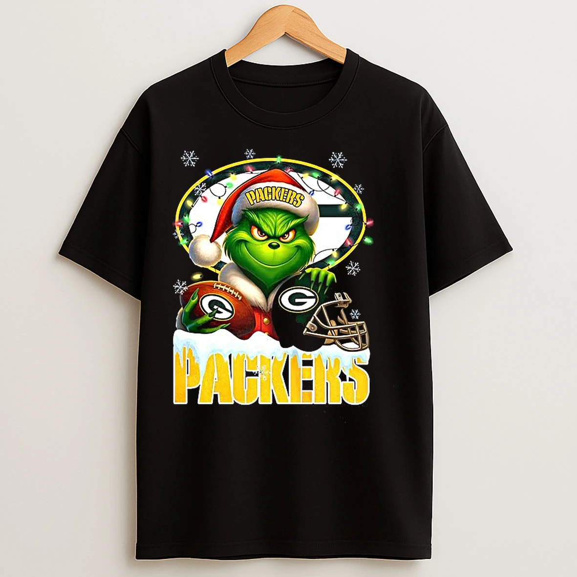 Classic Grinch X Green Bay Packers Football Ball And Helmet Christmas T Shirts
