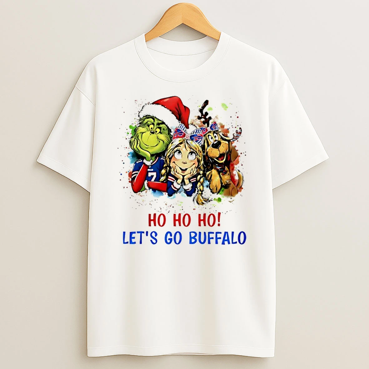 Classic Grinch And Friends Ho Ho Ho Lets Go Buffalo Bills T Shirts
