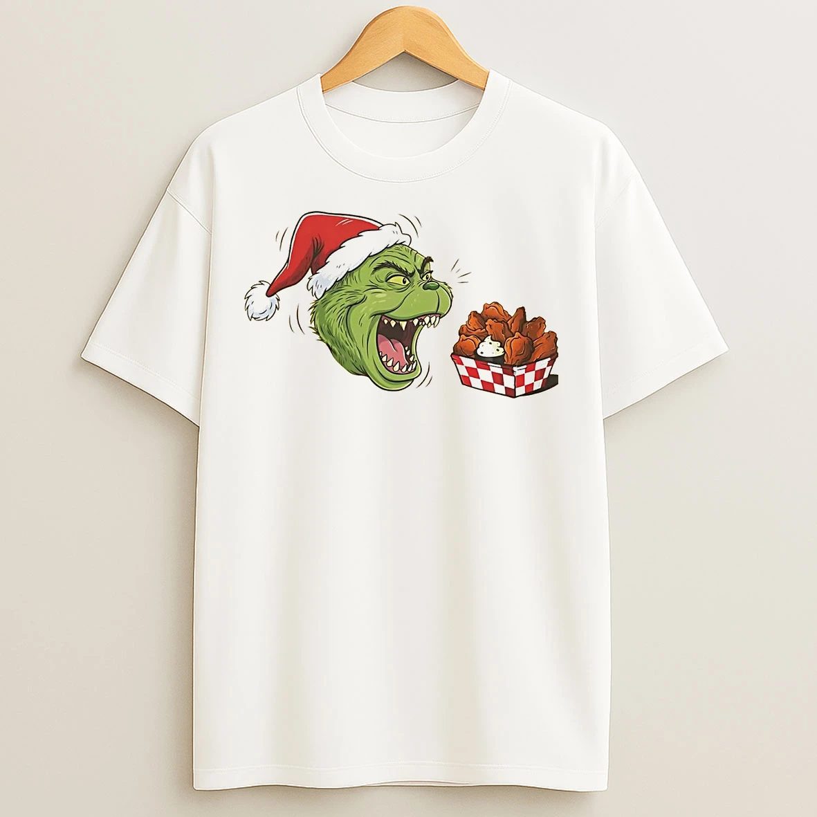 Classic Grinch Eating Buffalo Wings Christmas T Shirts