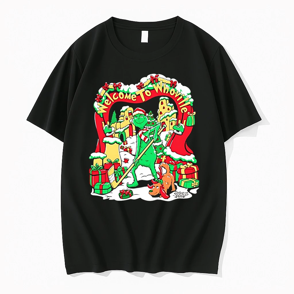 Classic Grinch Welcome To Whoville Hockey Christmas T Shirts