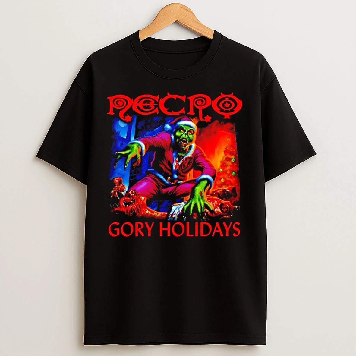 Classic Grinch Zombified Version Necro Gory Holiday T Shirts