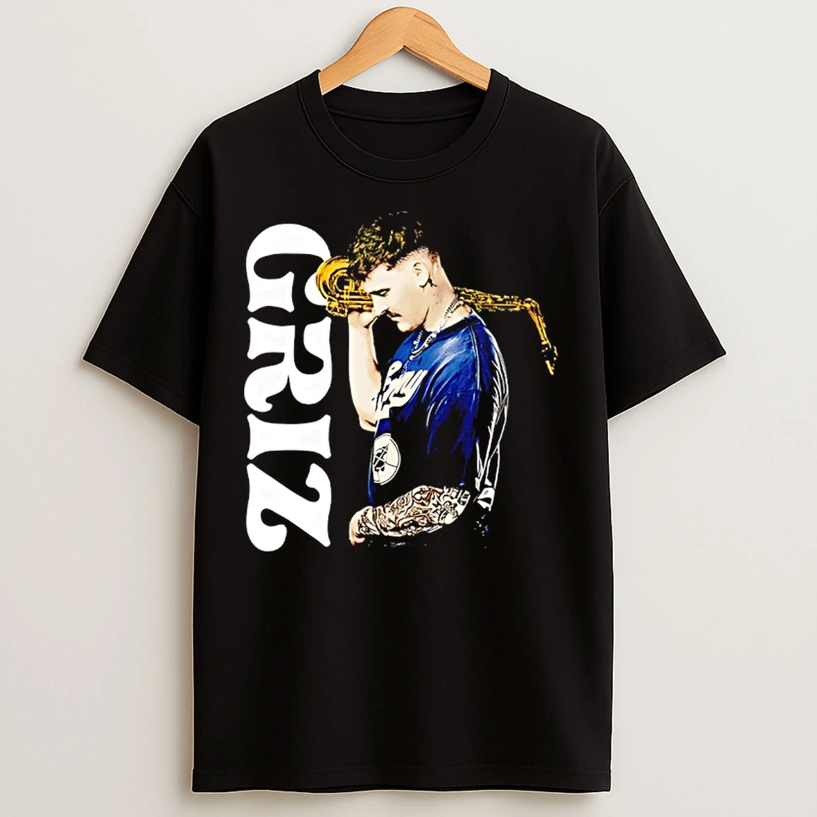 Classic Griz Grant Kwiecinski Holding Saxophone Portrait T Shirts