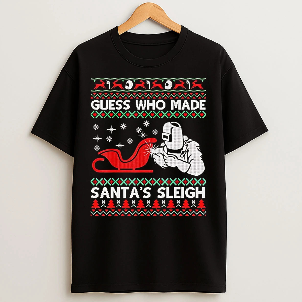 Classic Guess Who Made Santas Sleigh Ugly Christmas T Shirts