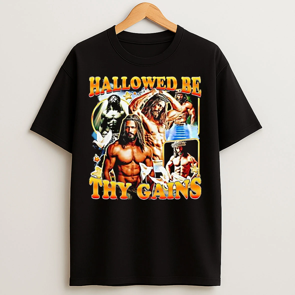 Classic Hallowed Be Thy Gains Swole Jesus T Shirts