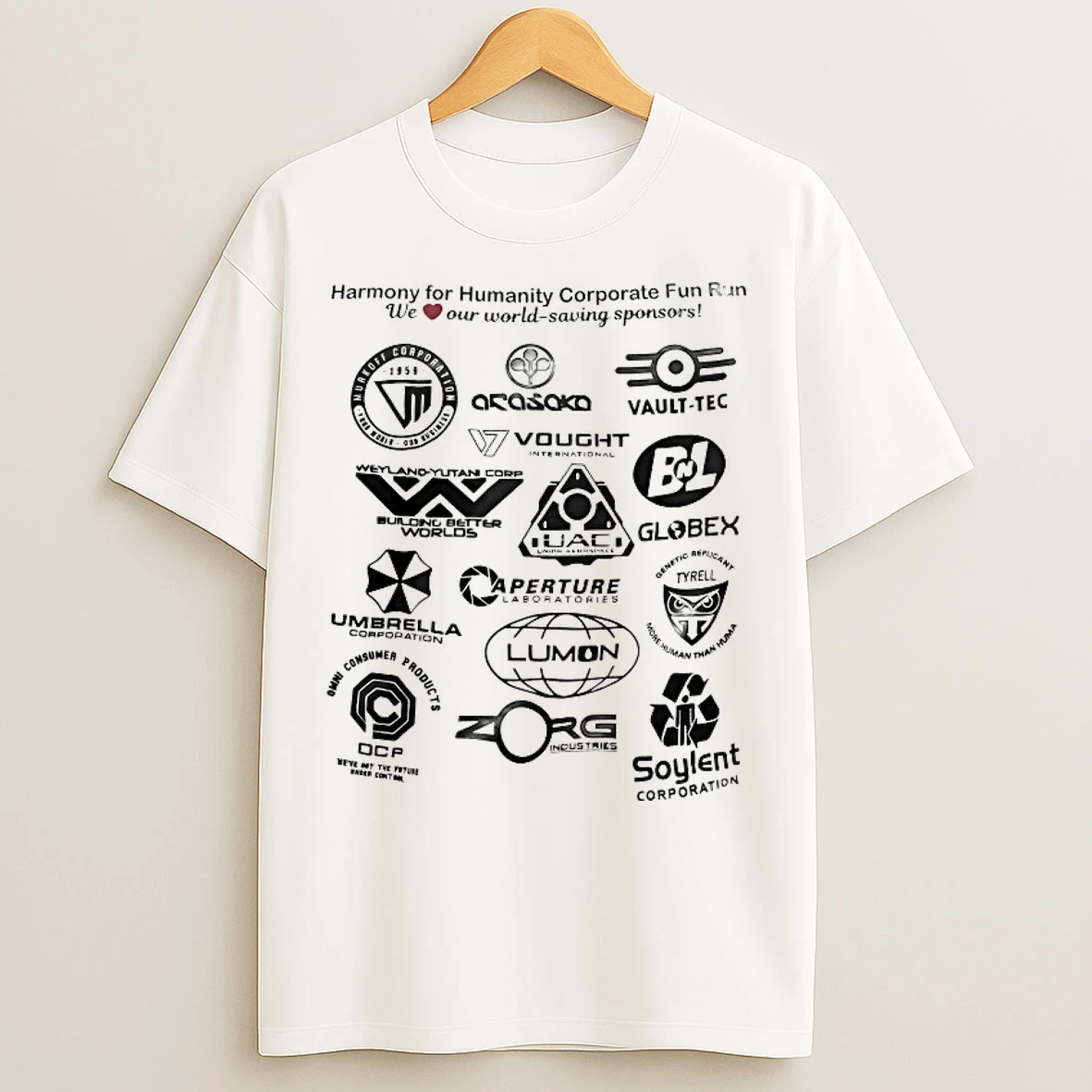 Classic Harmony For Humanity Corporate Fun Run We Our World Saving Sponsors T Shirts