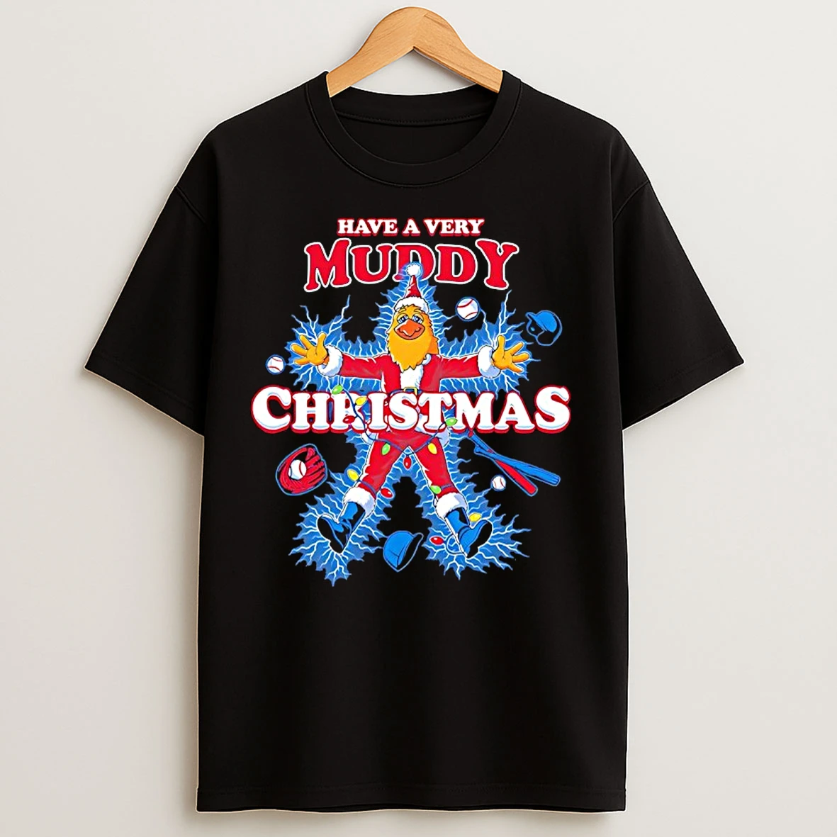 Classic Have A Very Muddy Toledo Mud Hens Mascot Shock Christmas T Shirts