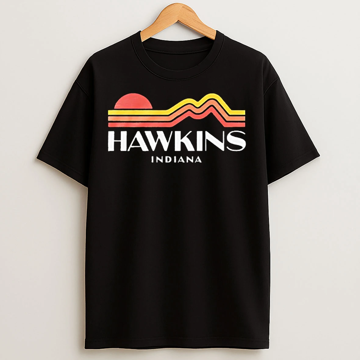 Classic Hawkins Indiana Tv Show Christmas Sunset Retro T Shirts