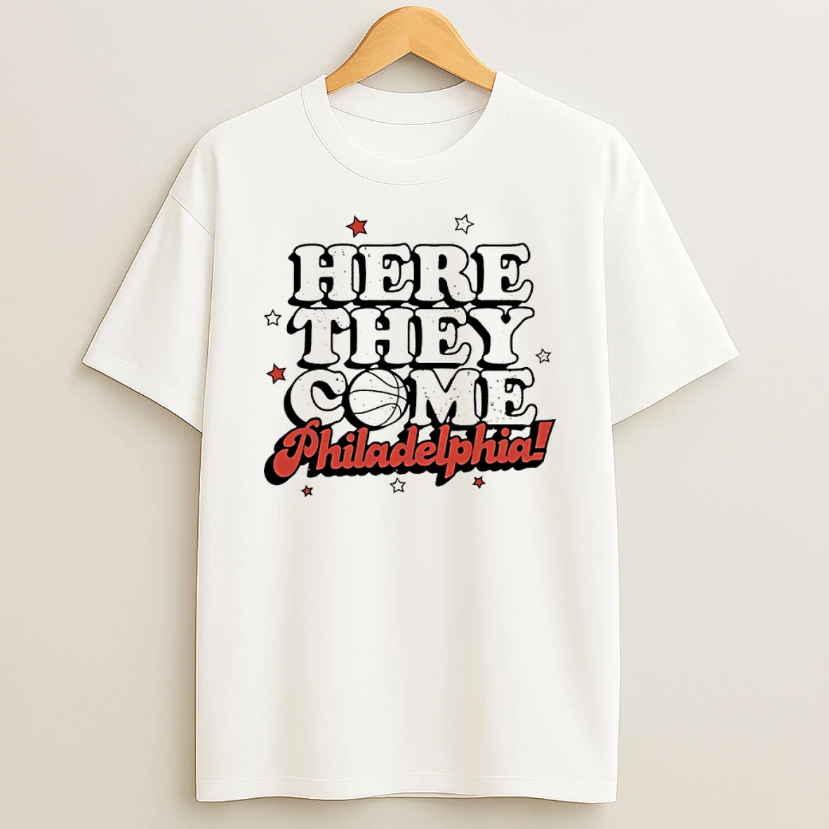 Classic Here They Come Philadelphia Basketball T Shirts