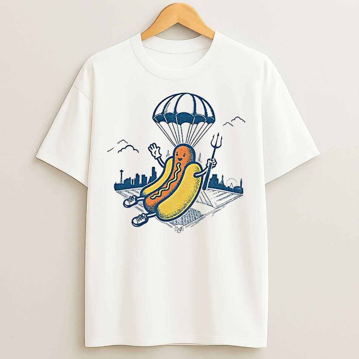 Classic Hot Dog Parachute Drop Holding Trident Seattle Mariners Mlb Baseball 2025 T Shirts