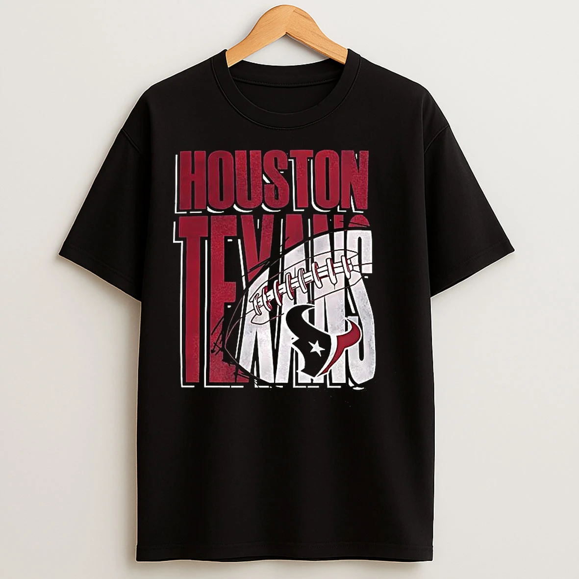 Classic Houston Texas Football Logo Red White T Shirts