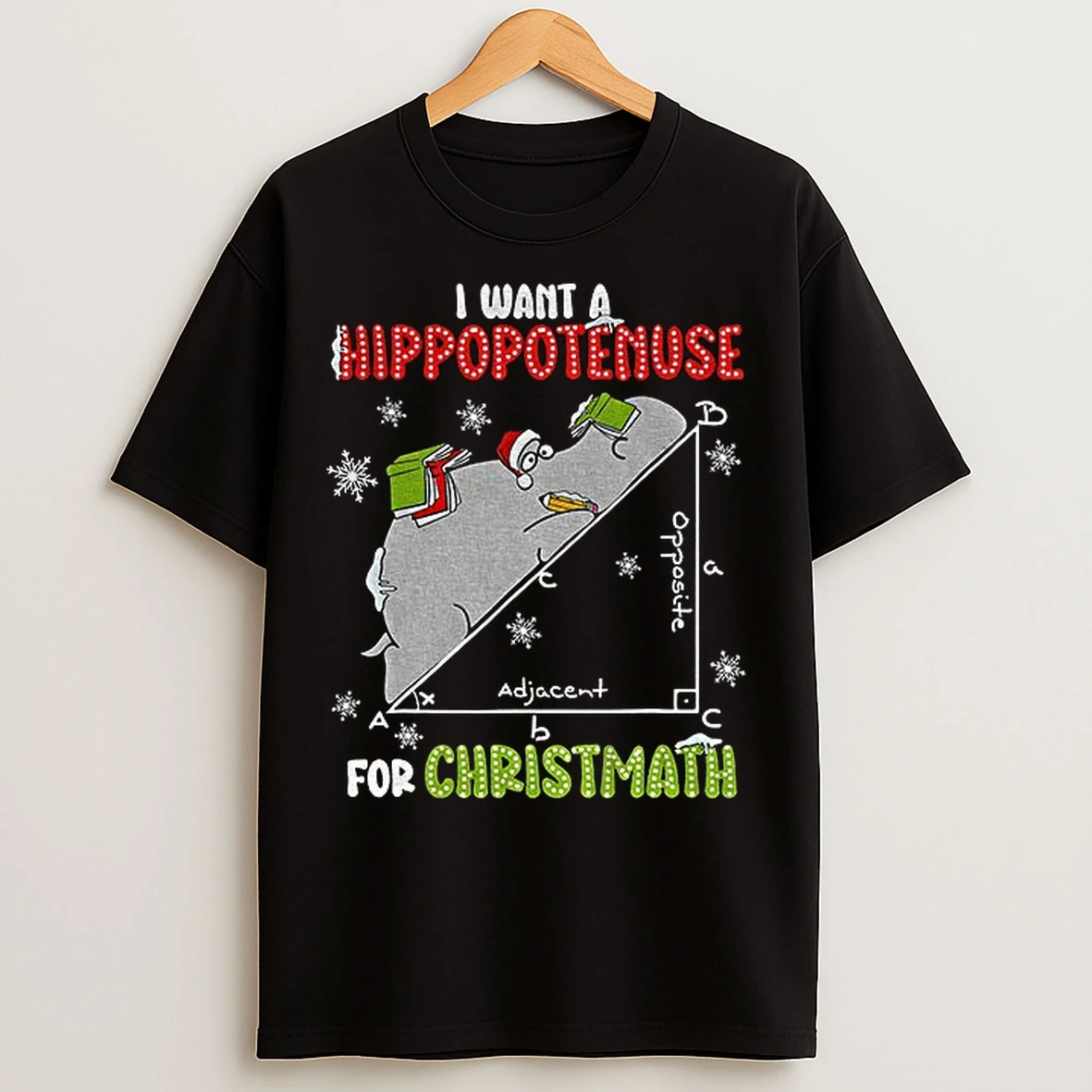 Classic I Want A Hippopotenuse For Christmas Math Lover Hippopotamus T Shirts