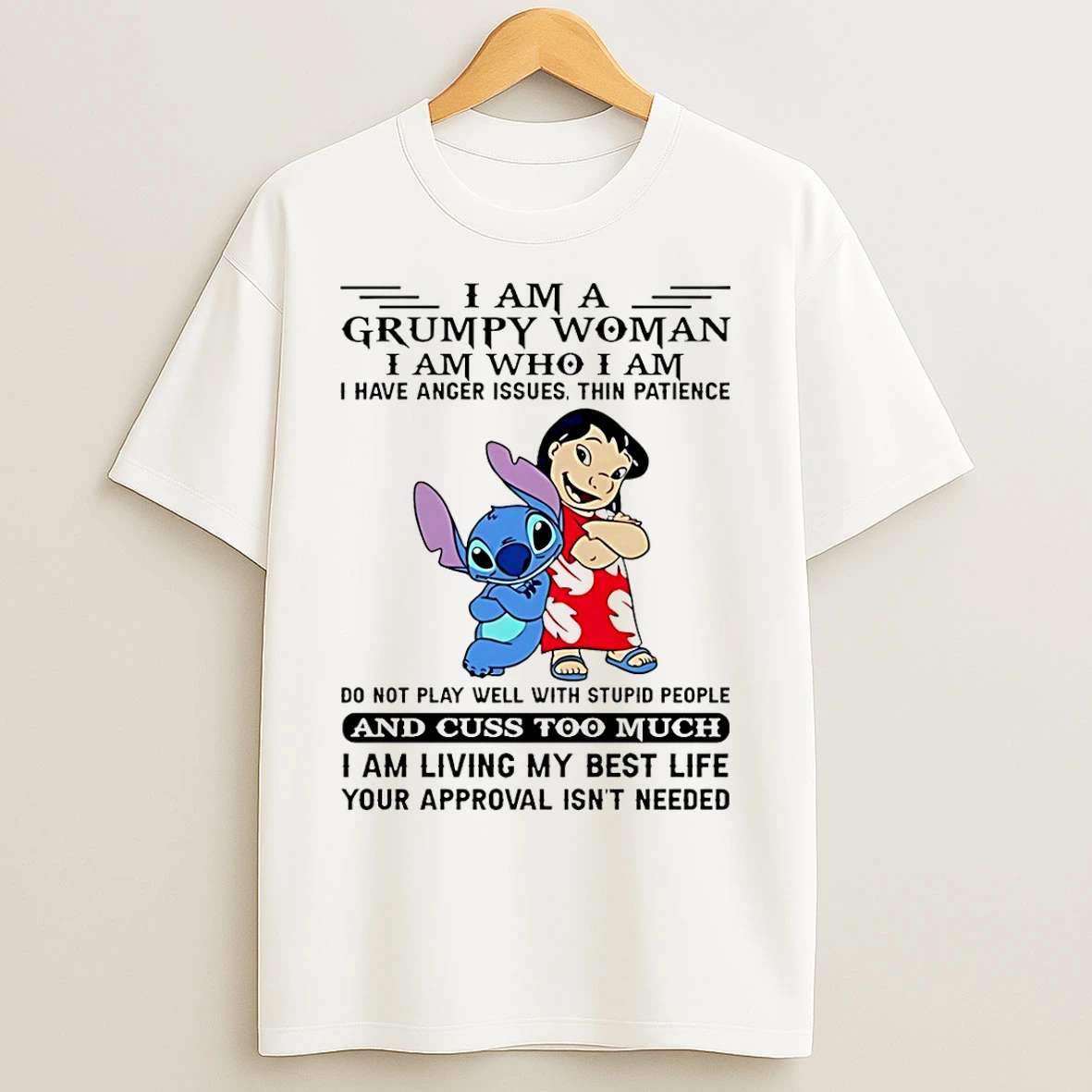 Classic I Am A Grumpy Woman I Am Who I Am I Have Anger Issues Thin Patience Stitch Christmas T Shirts