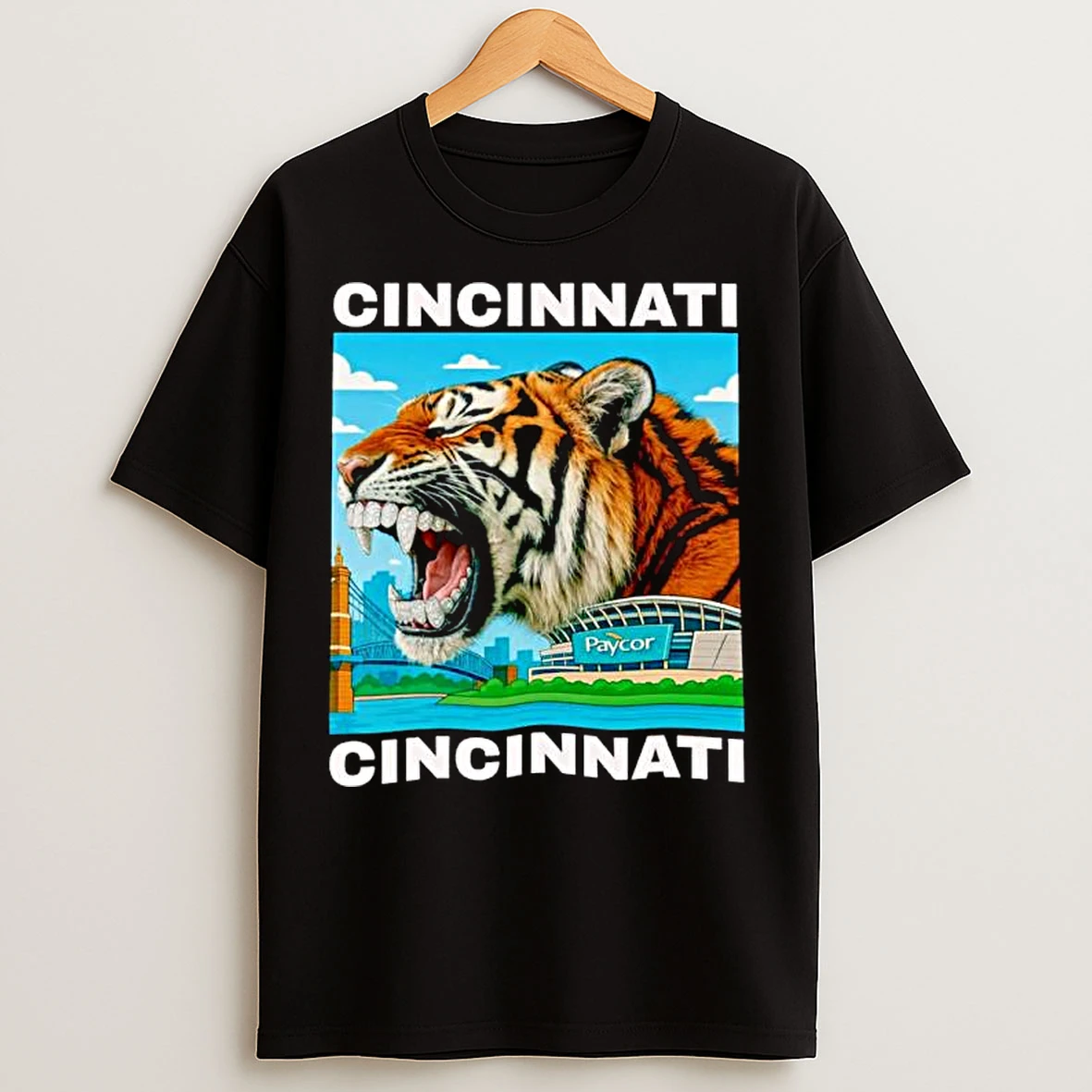 Classic Iced Out Grillz Cincinnati Tiger Graphic Ornaments T Shirts