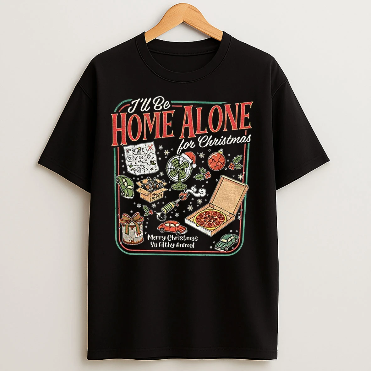 Classic Ill Be Home Alone For Merry Christmas Ya Filthy Animal T Shirts