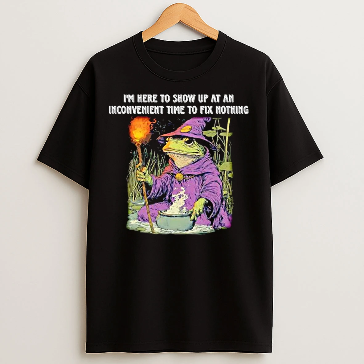 Classic Im Here To Show Up At An Inconvenient Time To Fix Nothing Frog Wizard T Shirts