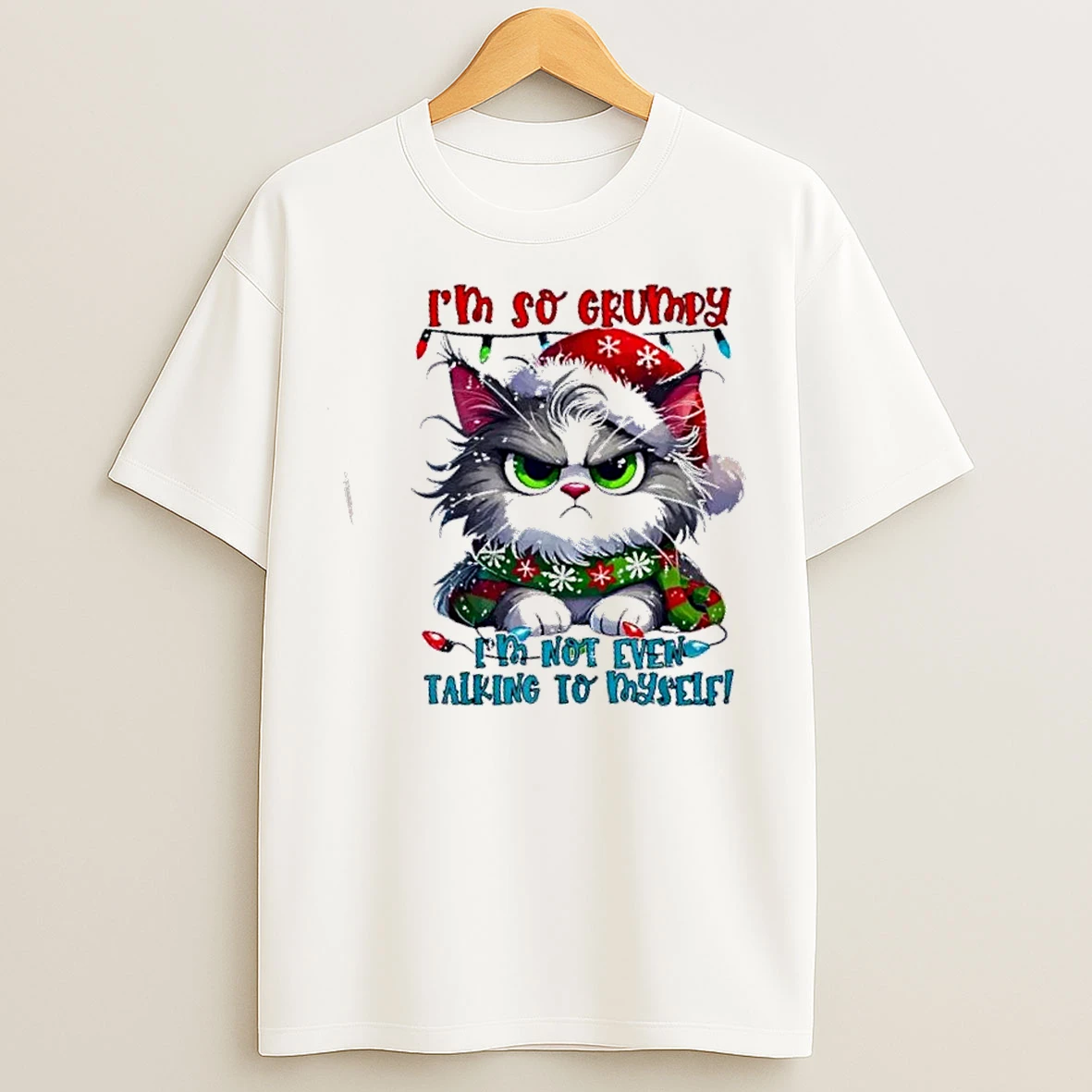 Classic Im So Grumpy Im Not Even Talking To Myself Cat Christmas T Shirts