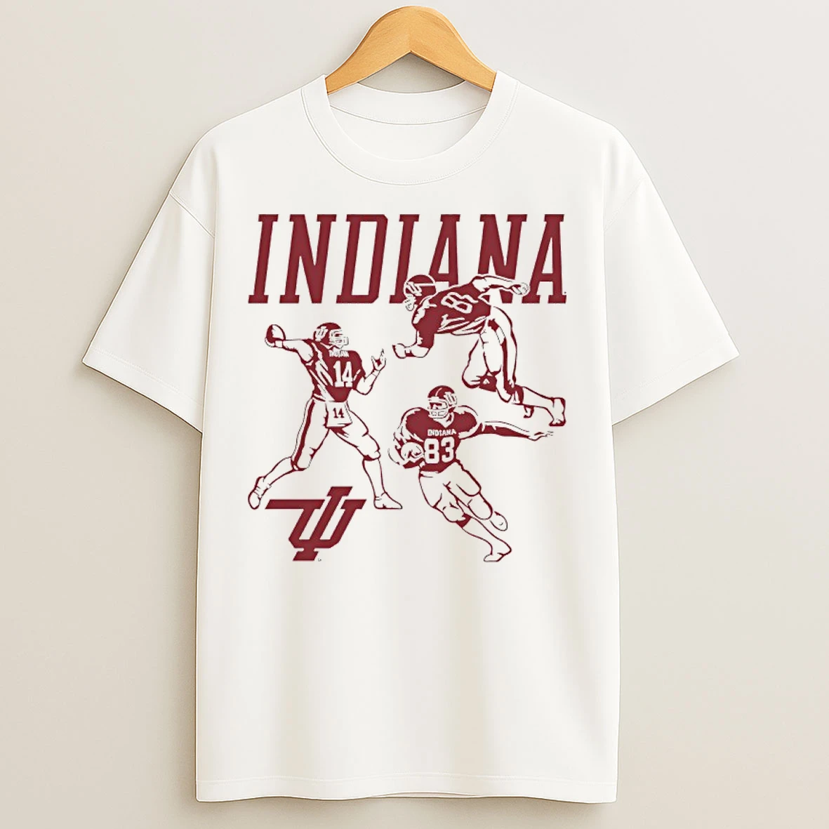 Classic Indiana Football 1983 Flying Iu Logo Vintage T Shirts