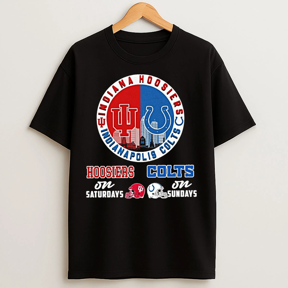 Classic Indiana Hoosiers And Colts On Saturdays On Sundays Logo T Shirts