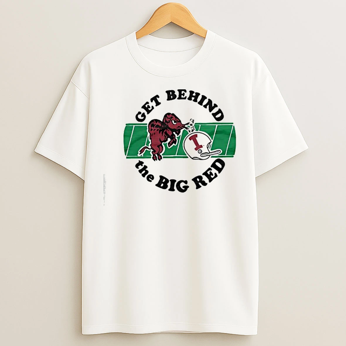 Classic Indiana University Get Behind The Big Red Mascot Helmet T Shirts