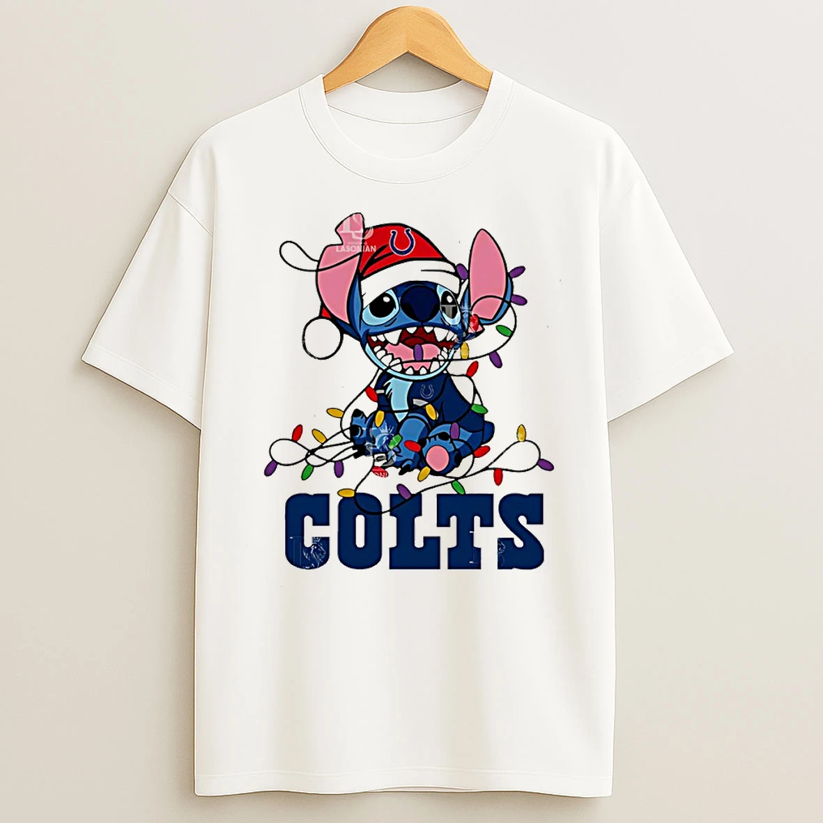 Classic Indianapolis Colts With Stitch Christmas Lights T Shirts