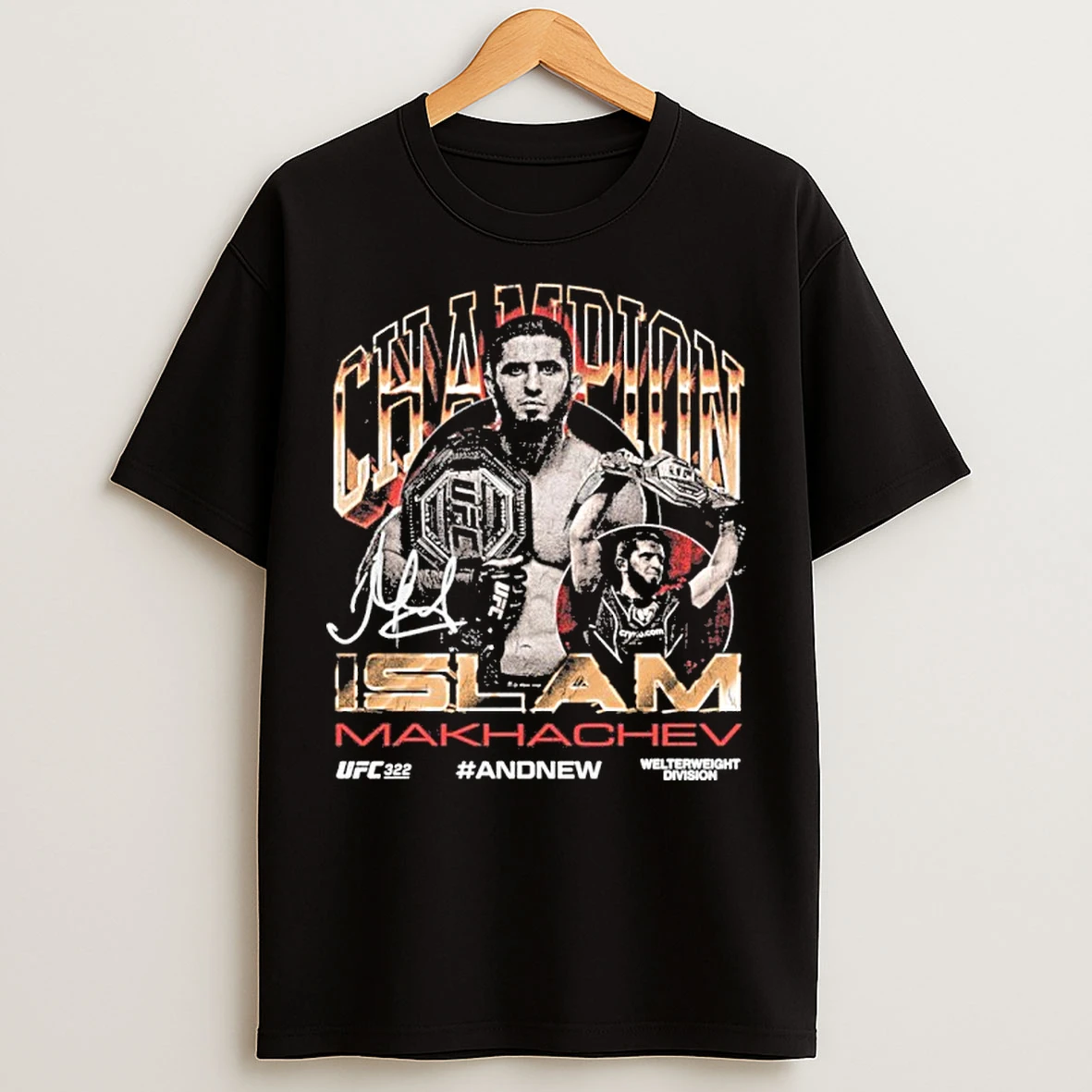 Classic Islam Makhachev Ufc 322 Andnew Mens Welterweight Champion T Shirts